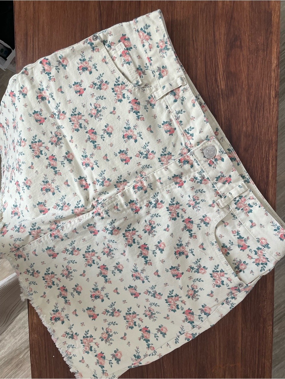 wild fable Cream Floral Denim Mini Skirt